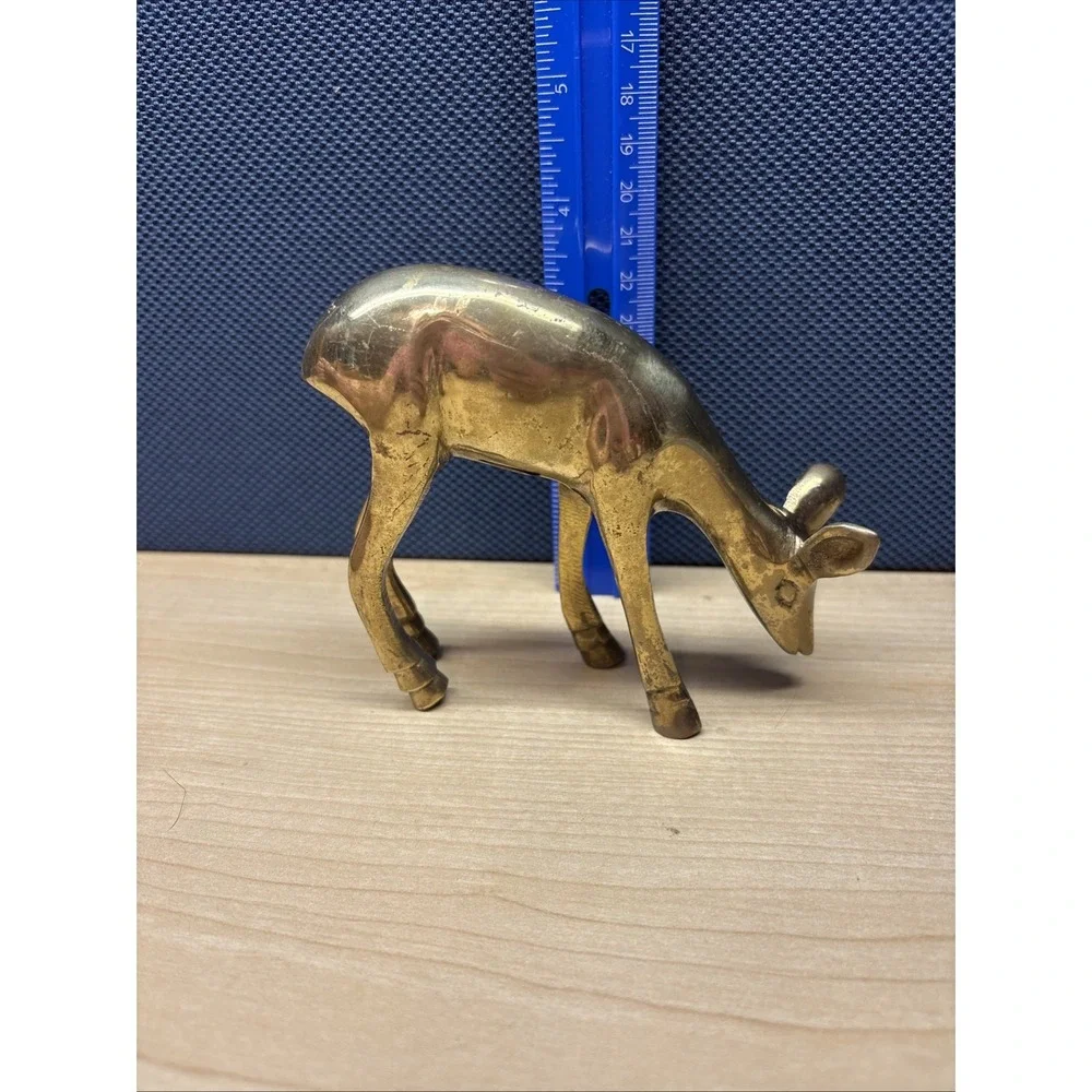Vintage Brass Deer Figure Doe  MCM
